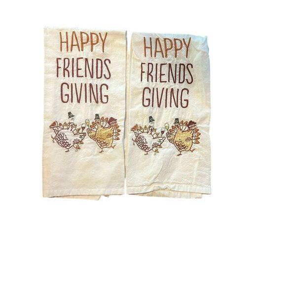Happy Friendsgiving thanksgiving dish towel holiday set of 2 - Picture 1 of 4
